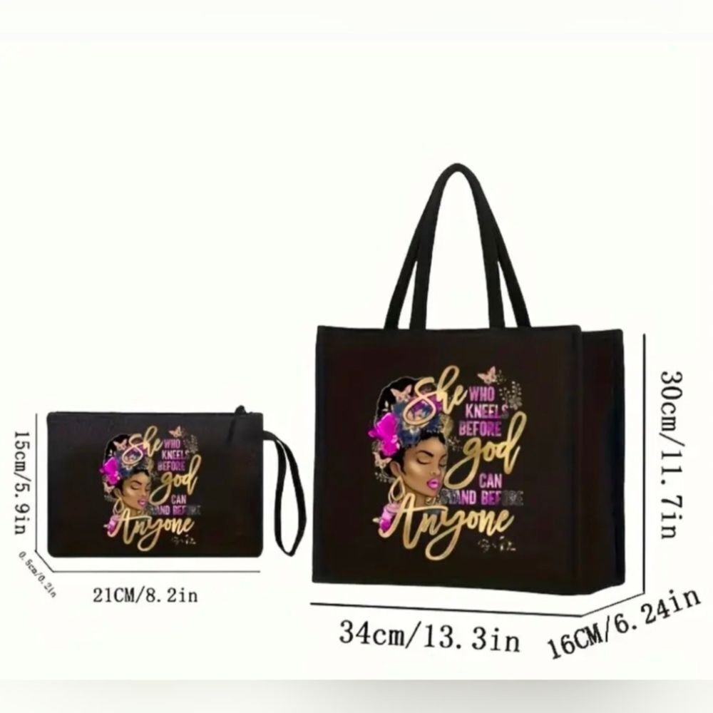 Stylish Black Tote Bag with Inspirational Design - Picture 2 of 2